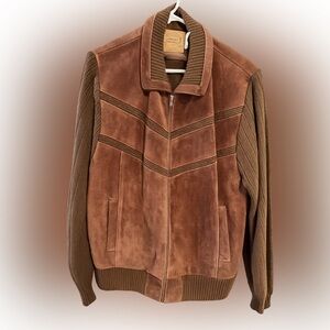 VTG Brown Suede and Sweater Bomber Jacket